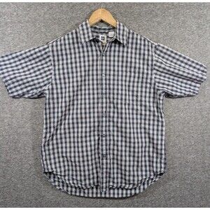Gap Men's Button Up Shirt Blue White Gingham Plaid Short Sleeve Casual Size M